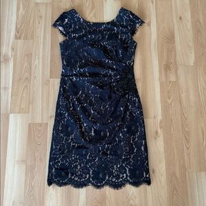 Eliza J Navy Lace Midi Dress